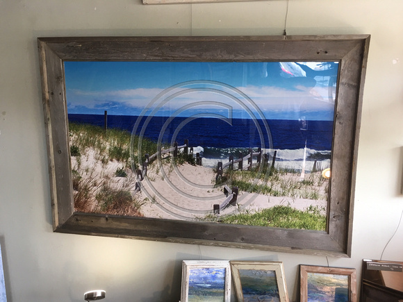 "Pathway" Tom Lynch photo on aluminum, framed in reclaimed wood.   60x40 ... 1200