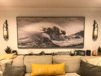 82x41 "Angry Sea" canvas float in reclaimed