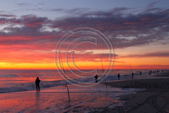 Pre-sunrise striper fishermen- Island Beach State Park, NJ