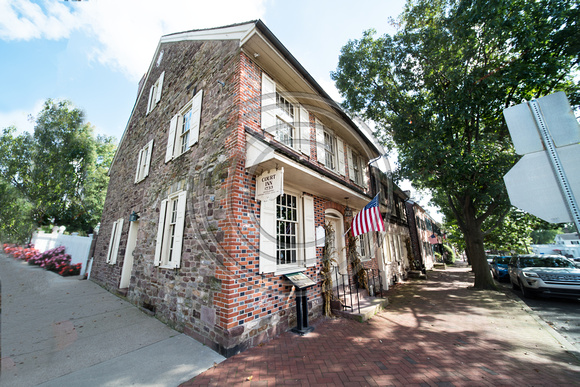 Half Moon Inn, built in 1733... Now home of the Newtown Historical Society