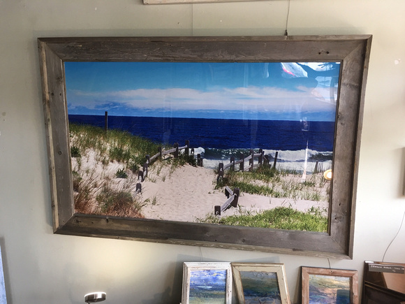 "Pathway" Tom Lynch photo on aluminum, framed in reclaimed wood.   60x40 ... 1200
