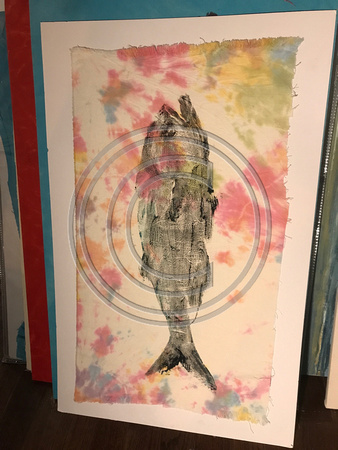 #18 grateful bluefish fish print/gyotaku fabric 36x23 300