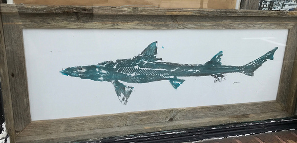 "DOGGIE" - Matt Rummler fish print (original/Gyotaku) 10x30 framed in reclaimed wood... 400