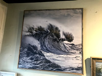 "Angry Sea" - Tom Lynch photo on canvas - approx 40x40 reclaimed wood frame.  380